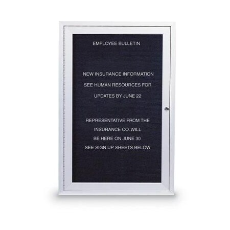 United Visual Products 42"x32" 2-Door Enclosed Outdoor Letterboard, Blue Felt/Black UV1160D-5-BLACK-BLUE